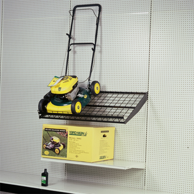 Angled Lawnmower Display Shelving